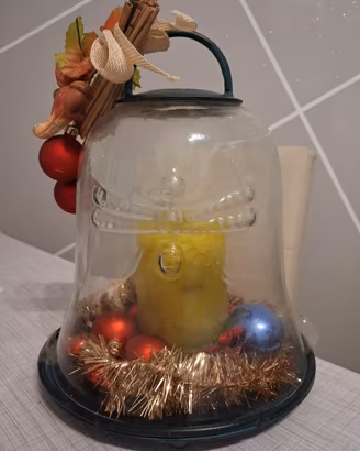 Campana di vetro natalizia centrotavola