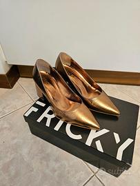 SCARPE DONNA TACCO LARGO ORO