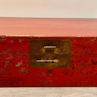 baule cinese lacca rossa in legno di olmo