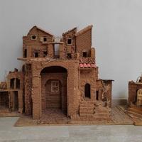 Presepe artigianale legno e sughero 120x70