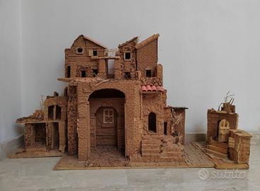 Presepe artigianale legno e sughero 120x70