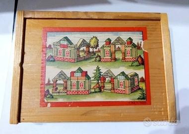 Scatola mattoncini legno anni '50
