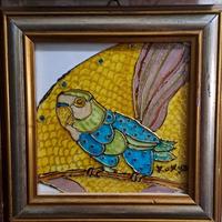 quadro Naif, con pappagallo, pittore slavo 