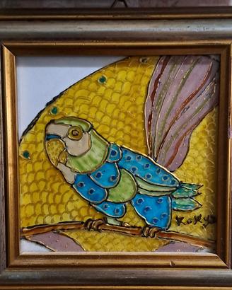 quadro Naif, con pappagallo, pittore slavo 