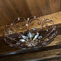 Lampadario Vintage in Ferro Battuto e
Ceramica - S