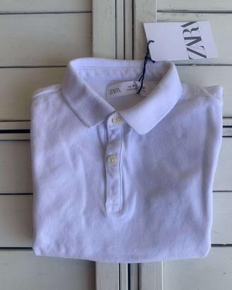 Polo Bambino Zara 6-7 anni 120 cm Cotone Bianco