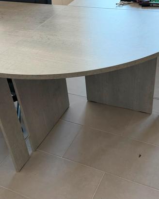 Scrivania angolare in pietra e legno