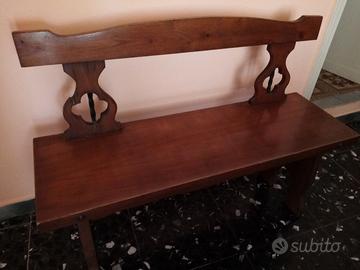 Panca rustica in legno massiccio con ferro battuto