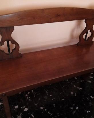 Panca rustica in legno massiccio con ferro battuto