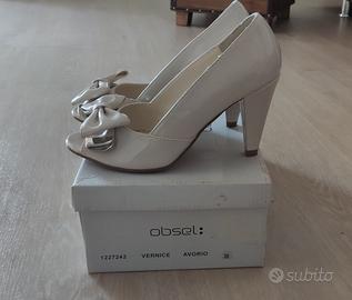 Sandali alti Decollete Tacco beige avorio OBSEL Abbigliamento e Accessori In vendita a Varese