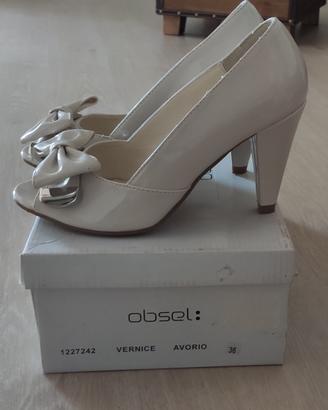 Sandali alti Decolletè Tacco beige avorio OBSEL