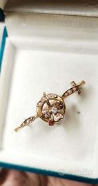 Spilla Borbonica Antica in Oro XIX Secolo