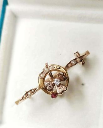 Spilla Borbonica Antica in Oro XIX Secolo