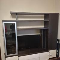 Parete attrezzata soggiorno moderna Wengè/Bianco