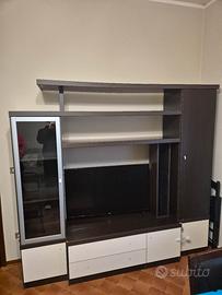 Parete attrezzata soggiorno moderna Wengè/Bianco