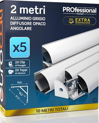 5x Profili Angolari da 2 metri (10mt) in Alluminio