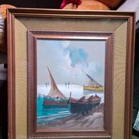 Dipinto: mare con barche da pesca