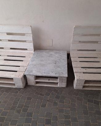 2 Panchine + tavolo  pedane Epal + cuscini