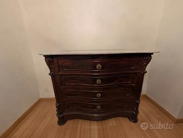 Comò Luigi Filippo in noce con piano in marmo