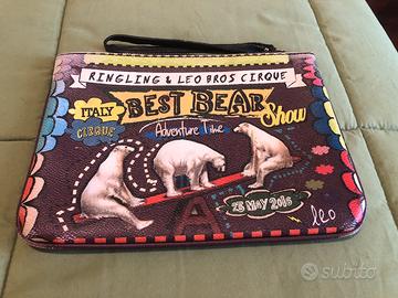 Pochette orsi bianchi in ecopelle marchio Leo