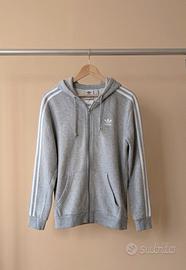 Felpa Adidas Originals grigia 3 stripes con zip S