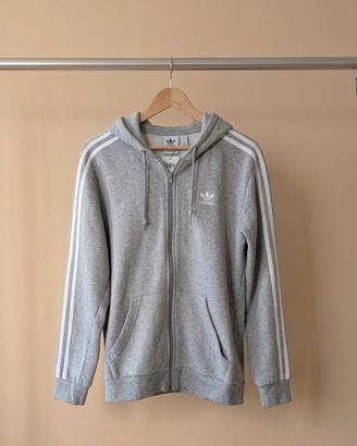 Felpa Adidas Originals grigia 3 stripes con zip S