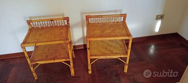 Coppia comodini in bambu' e 2 testiere letto