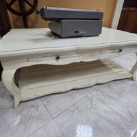Tavolino in legno laccato bianco artigianale