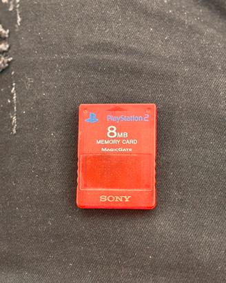 Memory card ps2 8 mb originale trasparente rossa