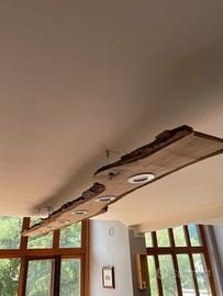 Lampadario artigianale in noce con 6 faretti Led