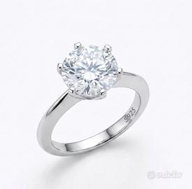 Anello Solitario in Argento con Moissanite 3 CT