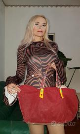 Borsa grande. / donna./ vera pelle scamosciata