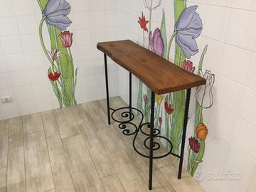 Tavolo legno massello e ferro battuto