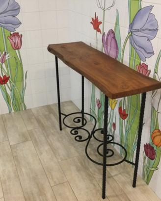 Tavolo legno massello e ferro battuto