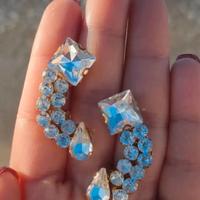 Orecchini donna pendenti con strass argento