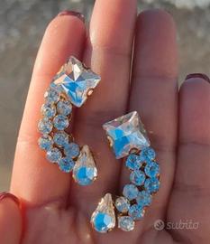 Orecchini donna pendenti con strass argento