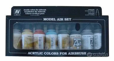 90 COLORI ACRILICI PER AEROGRAFO 8 pezzi da 17ml.