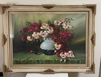 Dipinto ad olio di fiori in vaso