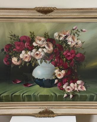 Dipinto ad olio di fiori in vaso