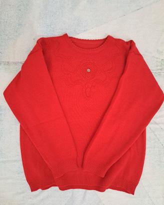 Maglione Misto Lana Merino con Ricamo e Perline