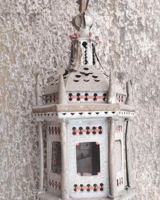 antica lanterna da asta in ferro