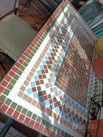Set Giardino Tavolo Mosaico Pietra 120x80 + 5 Sedi