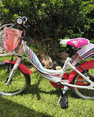Bicicletta bambina 14" con cestino e seggiolino