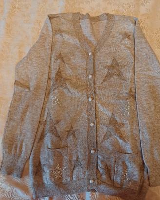 cardigan con stelle, strass, lurex e tasche 