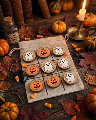 Gioco Tris in legno artigianale tema Halloween 