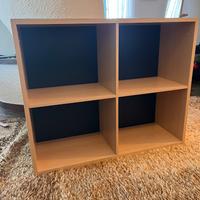 Pensili libreria laminato legno con retro blu