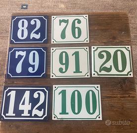 Insegna tabella smaltata numeri civici lotto set 7
