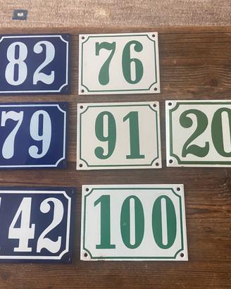 Insegna tabella smaltata numeri civici lotto set 7