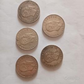 Argento Serie Monete 5 Lire Scudo Regno d'Italia 