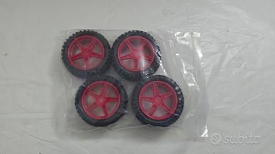 4x Treno Gomme Cerchi Buggy RC 1:10 Off-Road Ruote
